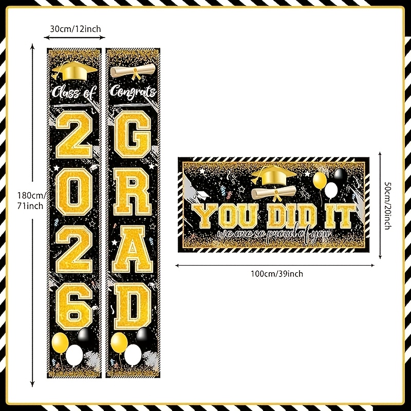 Party Banner Gold - لافتات تخرج ثنائية الأبعاد مكونة من