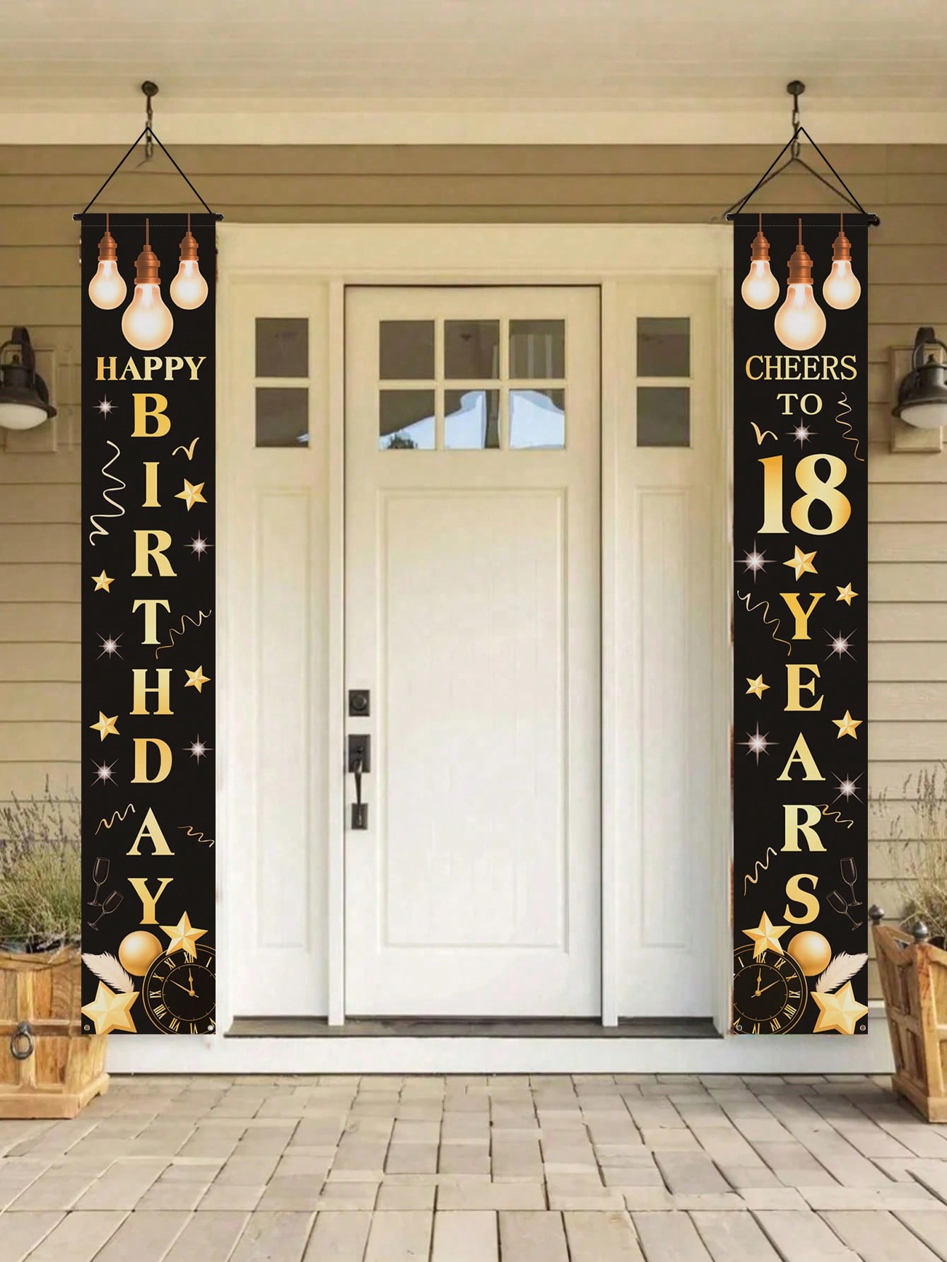Party Banner Gold - زوج واحد من لافتات الاحتفال بعيد
