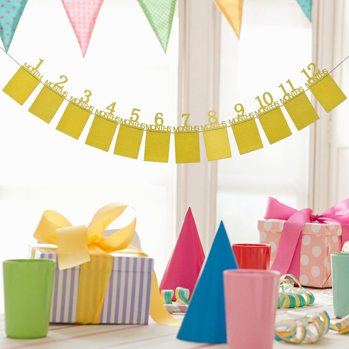 Party Banner Gold - لافتة جدارية ذهبية لعيد ميلاد الطفل
