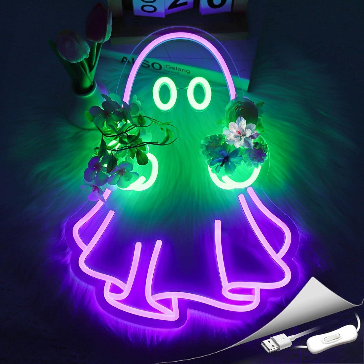 لافتة نيون على شكل شبح تعمل با - مراجعة Neon Sign Party وسعره